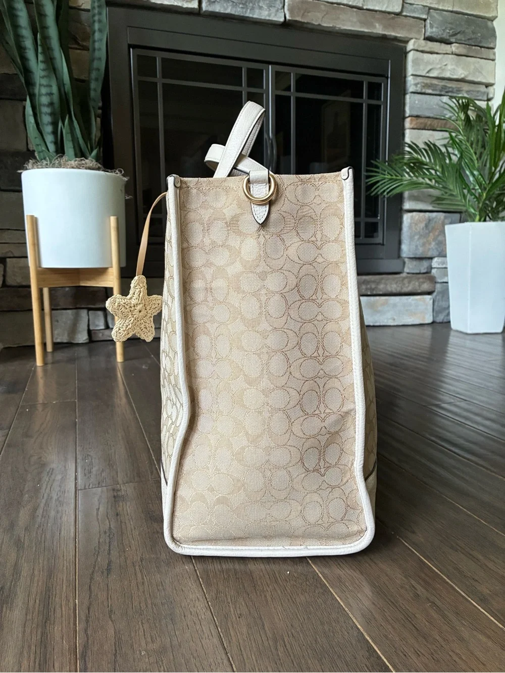 Coach Dempsey Tote Bag 40 In Signature Jacquard With Stripe, Coach Patch